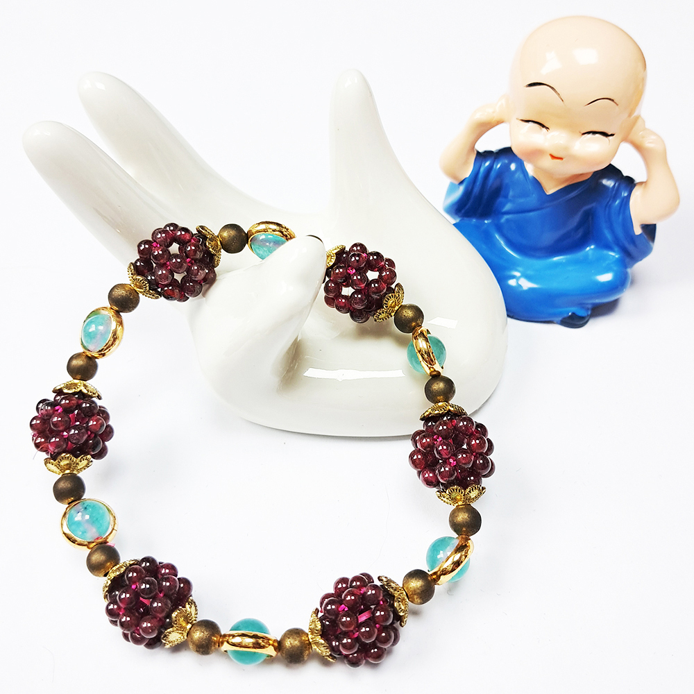 圓滿 石榴石花球手珠3mm【十方】143055