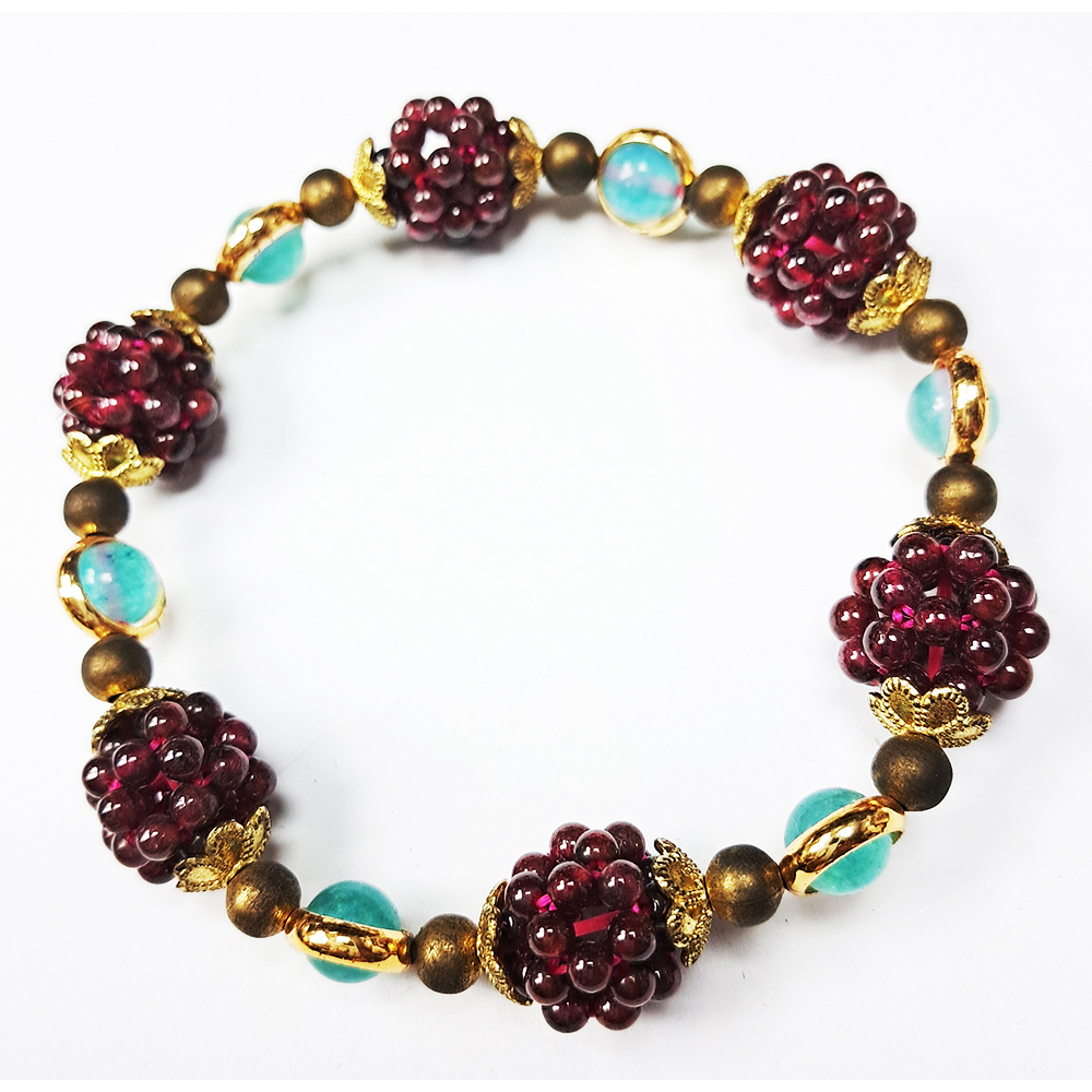 圓滿 石榴石花球手珠3mm【十方】143055