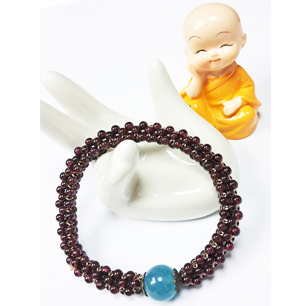 海藍寶+紅石榴手珠4mm146801【十方】146801