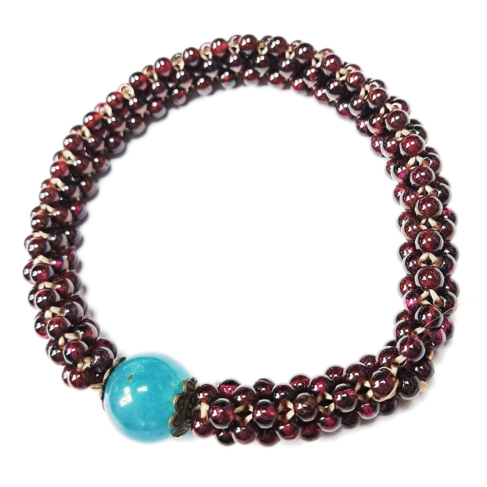 海藍寶+紅石榴手珠4mm146801【十方】146801