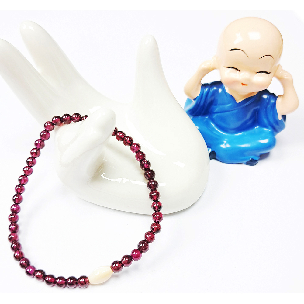 珍珠貝&石榴石手珠3.8mm【十方】152747