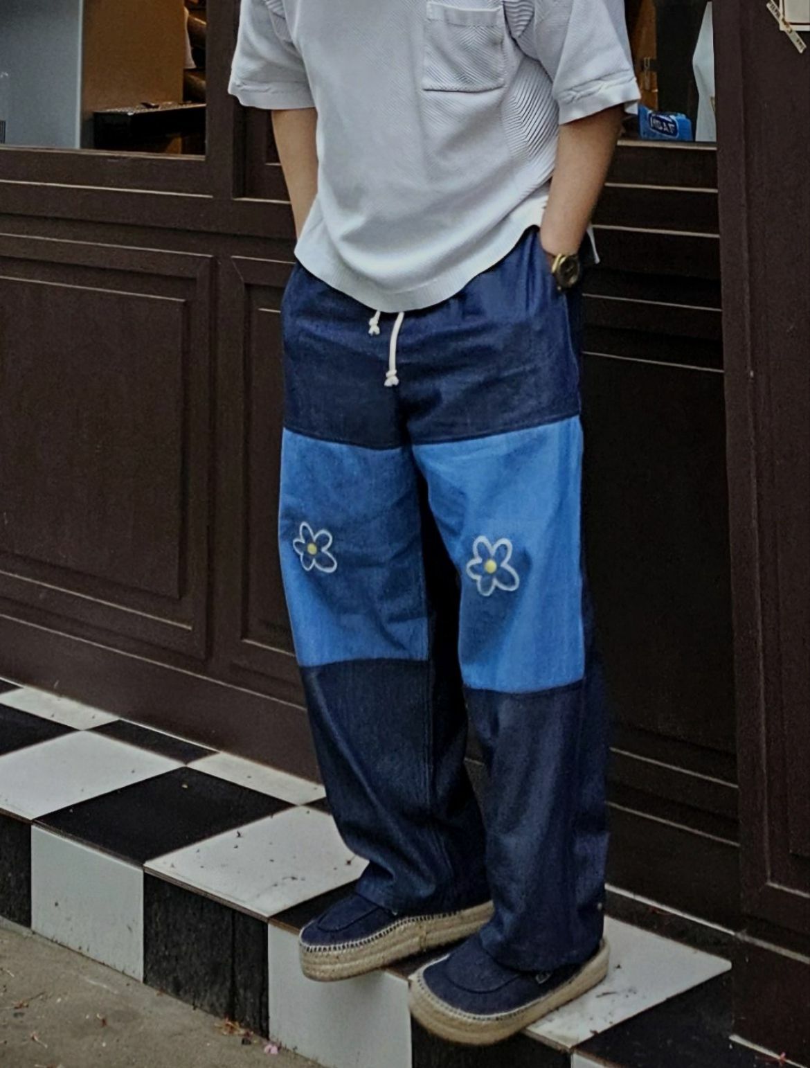 拼色花花鬆身褲 L.B.T-004P