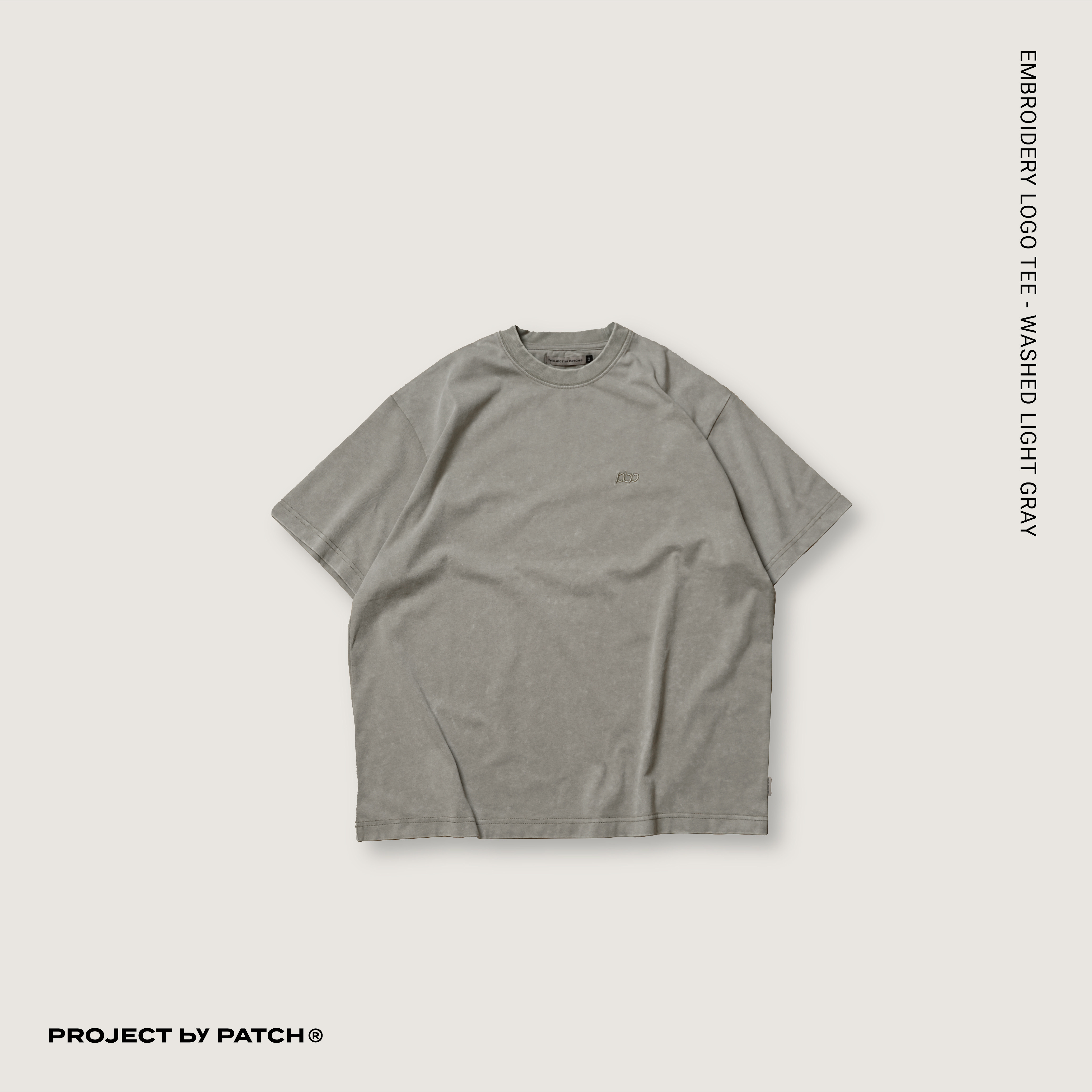 P.B.P - EMBROIDERY LOGO TEE - WASHED LIGHT GRAY