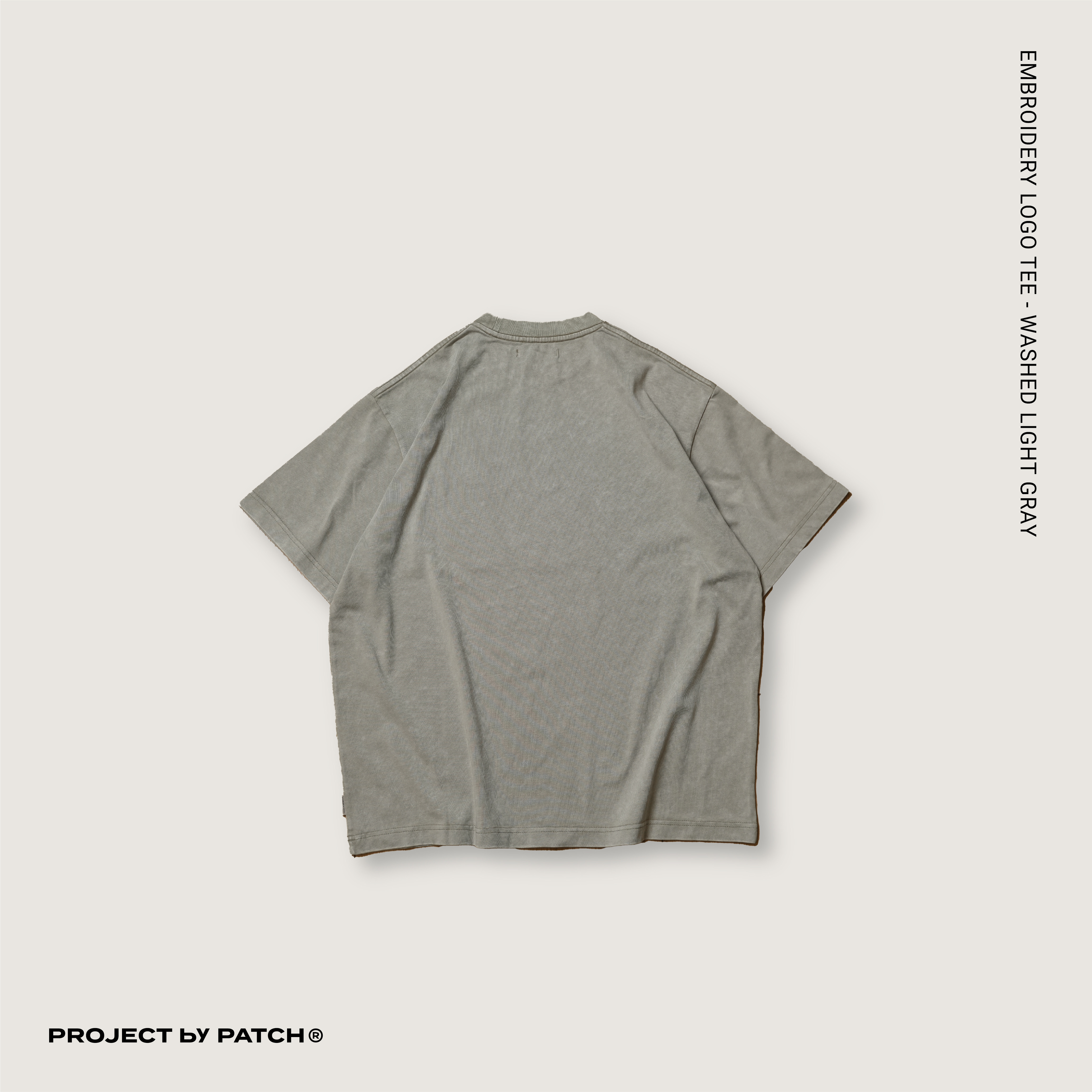 P.B.P - EMBROIDERY LOGO TEE - WASHED LIGHT GRAY