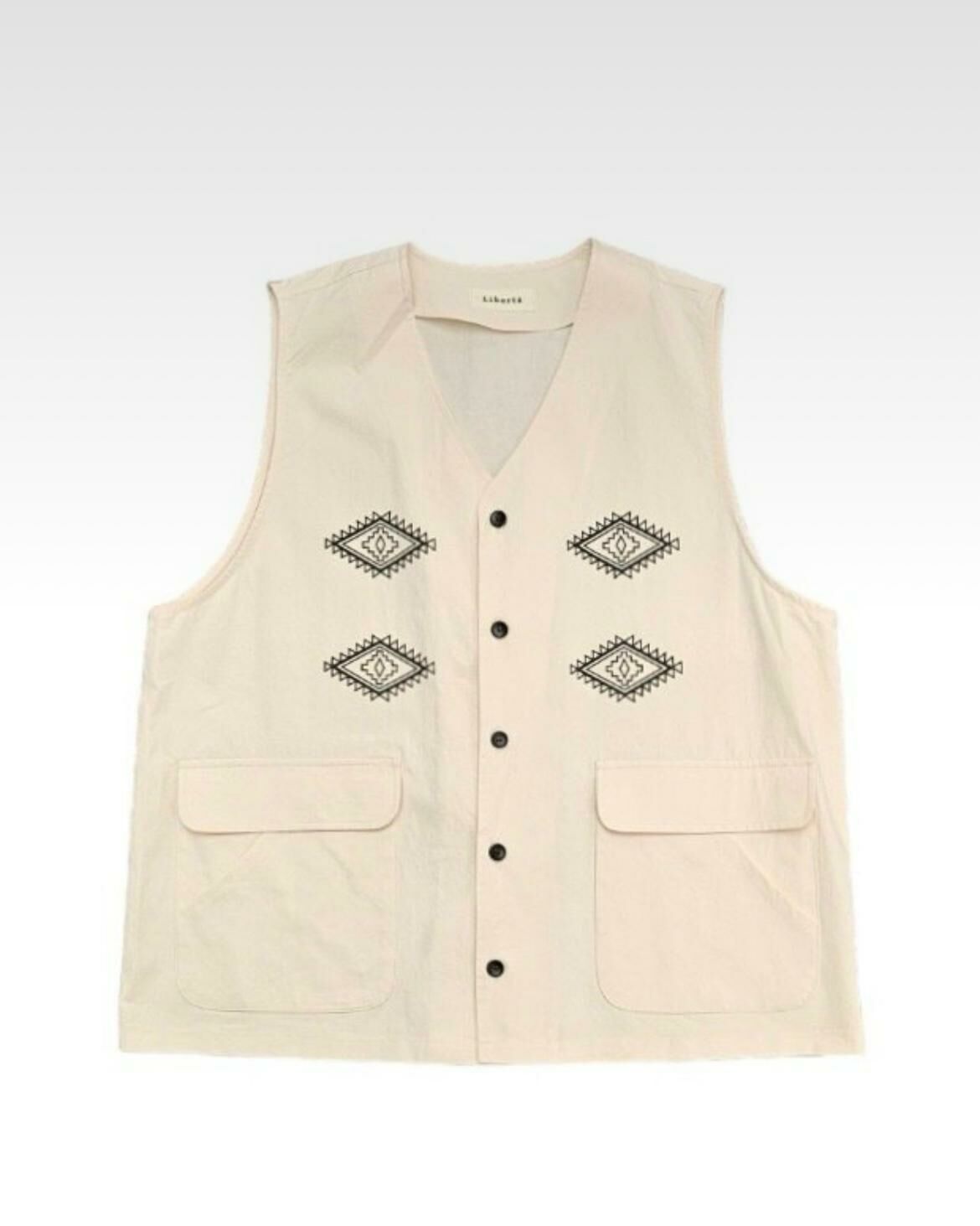 淨色V領民族圖案開胸背心褸 L.B.T-010V