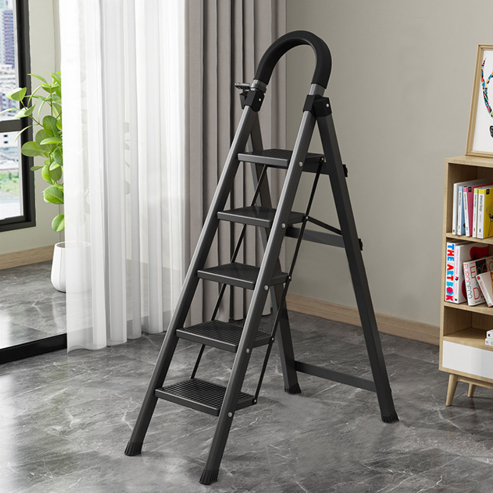 【AOTTO】免組裝安全扶手五步碳鋼折疊梯(AS-030)