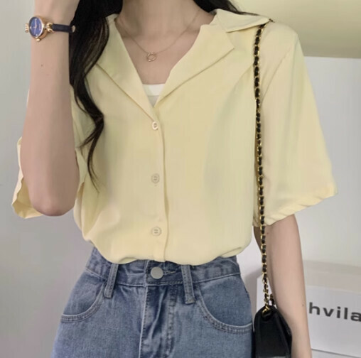 熱推西裝領女襯衫（深黃色均碼）