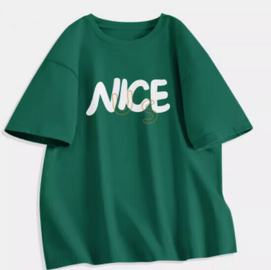 Hot selling pure cotton printed T-shirt [dark green (letter winning bid)] [S-2XL size] (please contact customer service to confirm the delivery size after placing the order)
