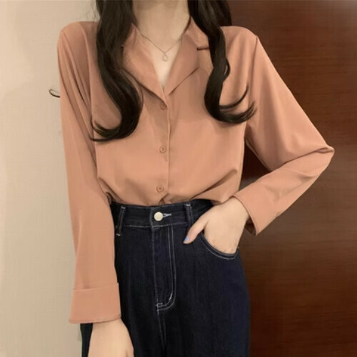 V-Neck Midi Shirt (Orange Size)