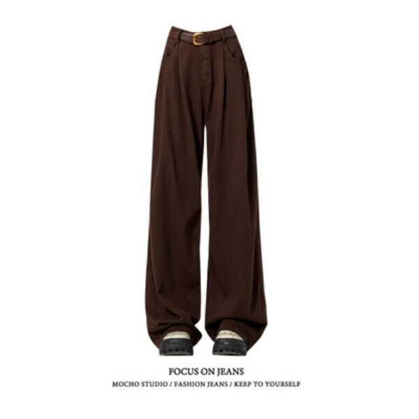 Hot Selling Wide Leg Jeans [Coffee Color] Sizes [S-XL] [Please contact customer service to confirm the delivery size after placing the order]