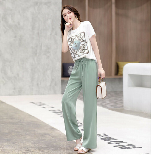 Foreign Wide-leg Pants Casual Set [Green] (M-4XL) (Contact customer service to confirm size after placing an order)