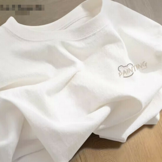 Hot selling pure cotton loose T-shirt [white (overlapping chest logo)] [S-2XL size] (please contact customer service to confirm the delivery size after placing the order)