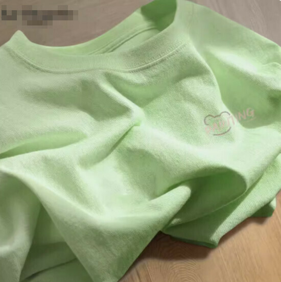 Hot selling pure cotton loose T-shirt [Fruit green (superimposed chest logo)] [S-2XL size] (please contact customer service to confirm the delivery size after placing the order)