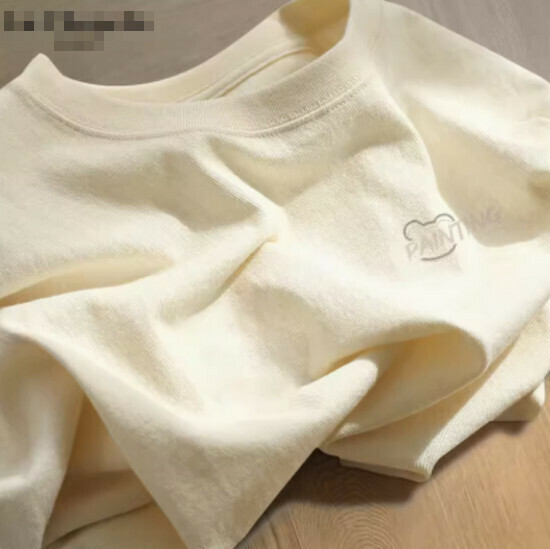 Hot selling pure cotton loose T-shirt [milk white (superimposed chest logo)] [S-2XL size] (please contact customer service to confirm the delivery size after placing the order)