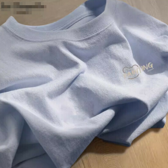 Hot selling pure cotton loose T-shirt [light blue (superimposed chest logo)] [S-2XL size] (please contact customer service to confirm the delivery size after placing the order)