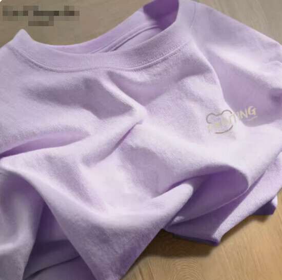 Hot selling pure cotton loose T-shirt [Taro Purple (superimposed chest label)] [S-2XL size] (please contact customer service to confirm the delivery size after placing the order)