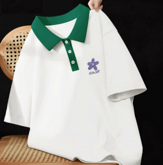 Hot selling cotton polo shirt T-shirt [white (orchid chest logo)] [S-2XL size] (please contact customer service to confirm the delivery size after placing the order)