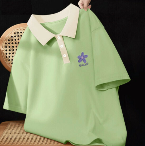Hot selling cotton polo shirt T-shirt [fruit green (orchid chest logo)] [S-2XL size] (please contact customer service to confirm the delivery size after placing the order)