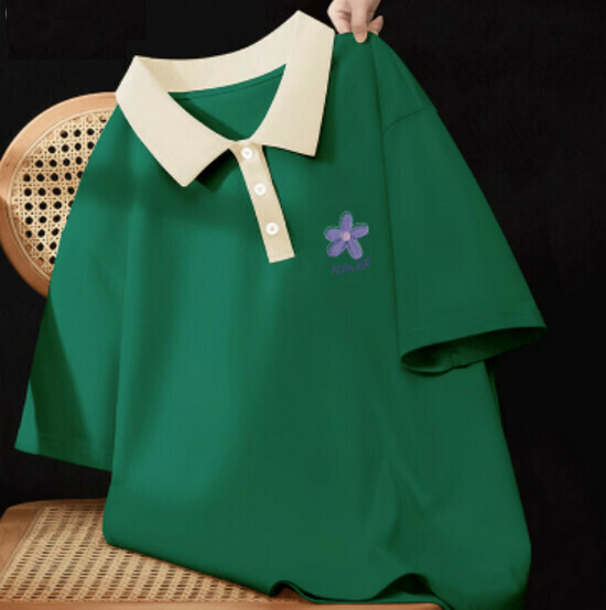 Hot selling cotton polo shirt T-shirt [green (orchid chest logo)] [S-2XL size] (please contact customer service to confirm the delivery size after placing the order)