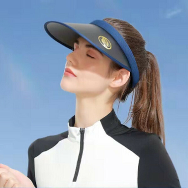 Outdoor UV Anti-UV Empty Top Sunscreen Hat [Navy Black] [One Size-(54-58cm)]