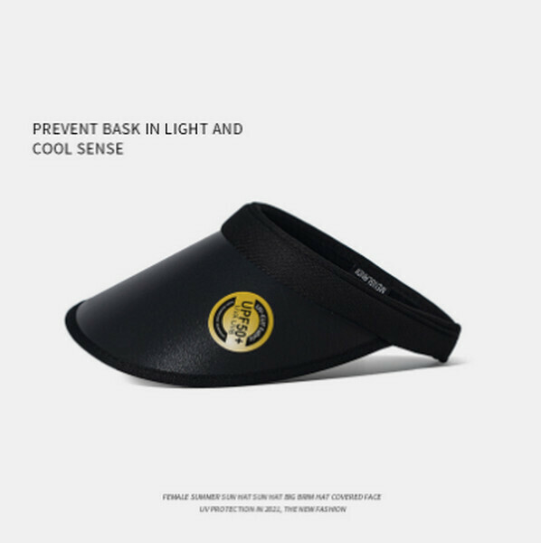 Outdoor UV protection empty top sunscreen hat [black (brim 12cm)] [one size-(54-58cm)]