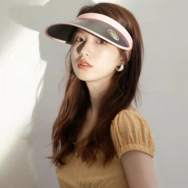 Outdoor UV Protection Empty Top Sunscreen Hat [Pink Black] [One Size-(54-58cm)]