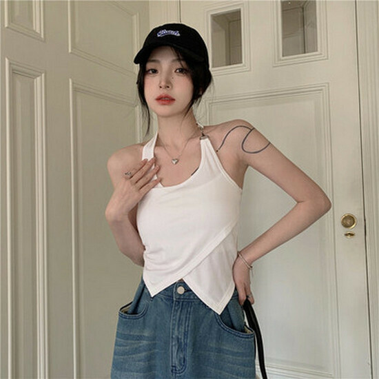 Hot Selling Irregular Fake Two-Piece Halter Camisole [White] [One Size Fits All]