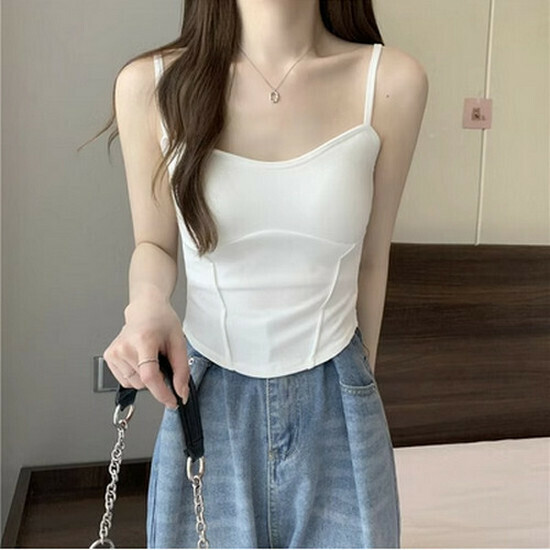 Hot Selling Camisole with Breast Pads [White] [One Size Fits All]