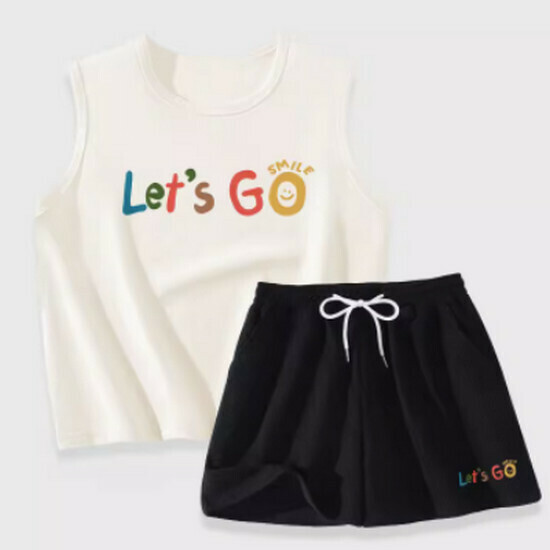 Hot selling vest + shorts set [milk white (dopamine smile) + black pants] [S-XL size] (please contact customer service to confirm the delivery size after placing the order)