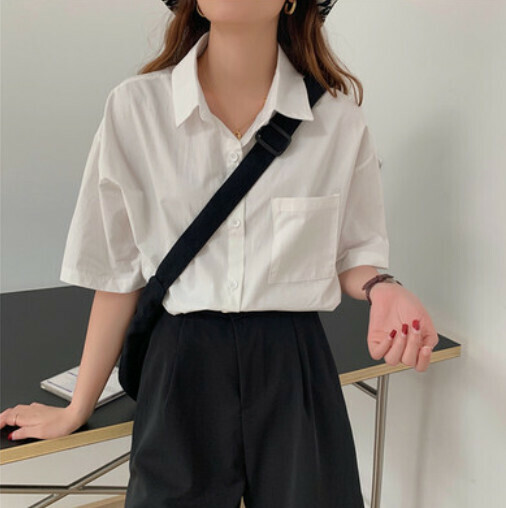 Lapel short-sleeved shirt (off-white S-L contact customer service to confirm the shipping size after placing an order)