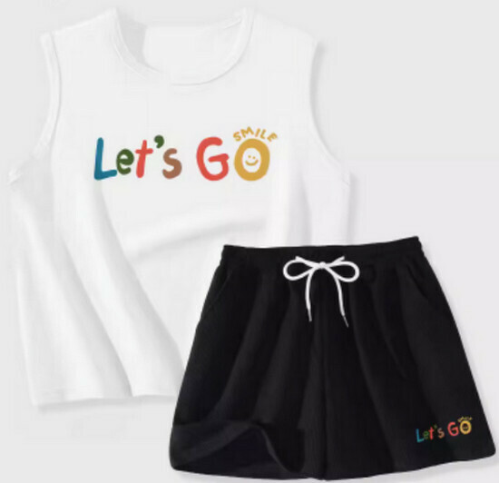 Hot selling vest + shorts set [white (dopamine smile) + black pants] [S-XL size] (please contact customer service to confirm the delivery size after placing the order)