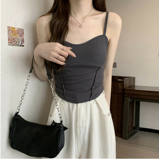Hot Selling Camisole with Breast Pads [Dark Gray] [One Size Fits All]