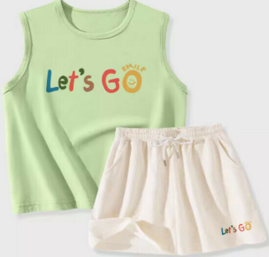Hot selling vest + shorts set [fruit green (dopamine smile) + milk white pants] [S-XL size] (please contact customer service to confirm the delivery size after placing the order)