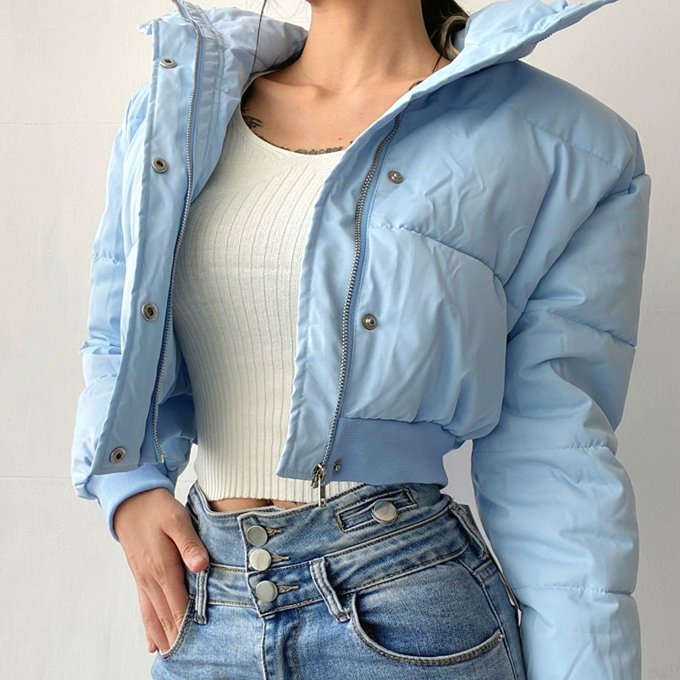 熱賣短款立領棉服(藍色)(S-L碼)(下單後聯絡客服確認發貨尺碼)