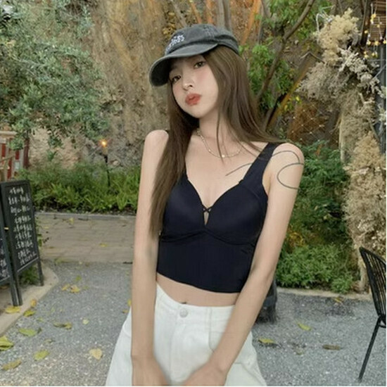 Hot Selling Camisole with Breast Pads [Black] [One Size Fits All]