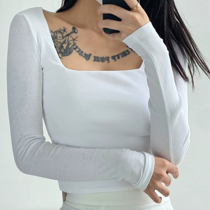 Hot selling short bottoming long-sleeved T-shirt (white) (S-L size) (contact customer service after placing the order to confirm the delivery size)