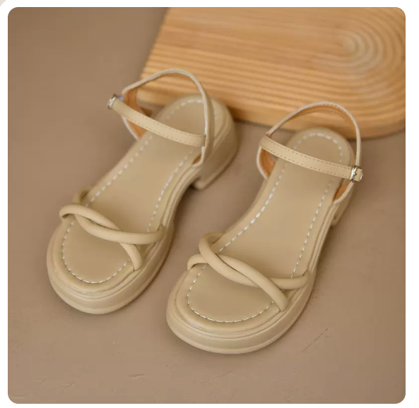 High heel block heel Roman shoes (apricot/size 35-39) (contact customer service to confirm shipping size after placing an order)