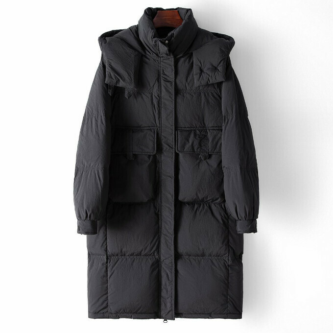 熱賣長款連帽羽絨服(S/M碼)(黑色)(下單後聯絡客服確認發貨尺碼)