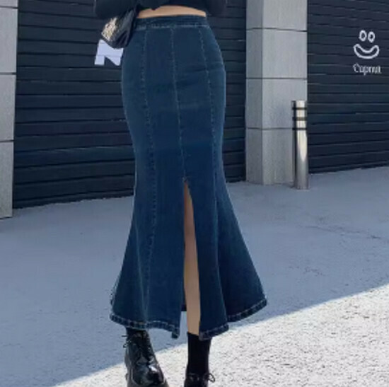 Hot selling slim denim skirt [grey blue] [XS-XL size] (please contact customer service to confirm the delivery size after placing the order)