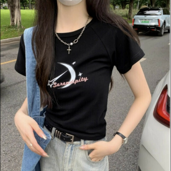 熱賣插肩短袖T恤【黑色】【S-L碼】（下單後請聯絡客服確認發貨尺碼）