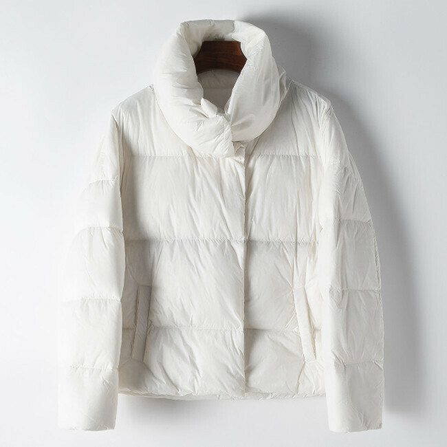 熱賣翻領鵝絨羽絨服(S/M碼)(米白色)(下單後聯絡客服確認發貨尺碼)