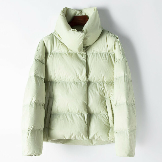 熱賣翻領鵝絨羽絨服(S/M碼)(淺綠色)(下單後聯絡客服確認發貨尺碼)