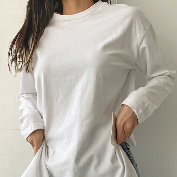 Hot selling mid-length loose slit T-shirt (white) (M/L size) (contact customer service after placing the order to confirm the delivery size)
