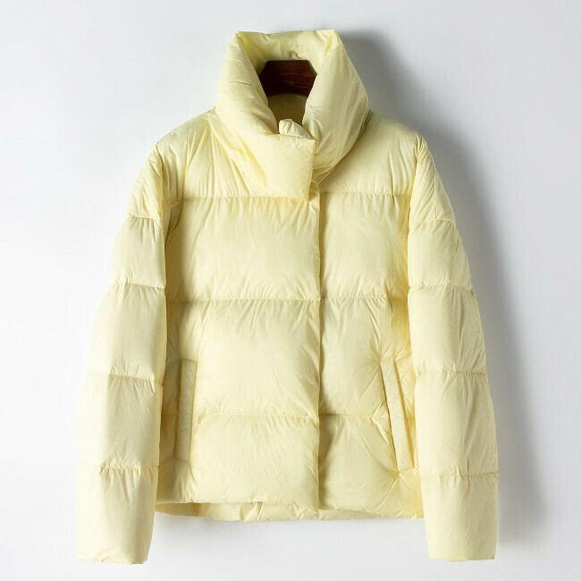 熱賣翻領鵝絨羽絨服(S/M碼)(秋香黃)(下單後聯絡客服確認發貨尺碼)