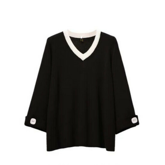 Hot selling V-neck sweater [Black] [L-4XL size] (please contact customer service to confirm the delivery size after placing the order)