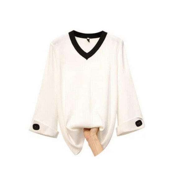 Hot selling V-neck sweater [white] [L-4XL size] (please contact customer service to confirm the delivery size after placing the order)