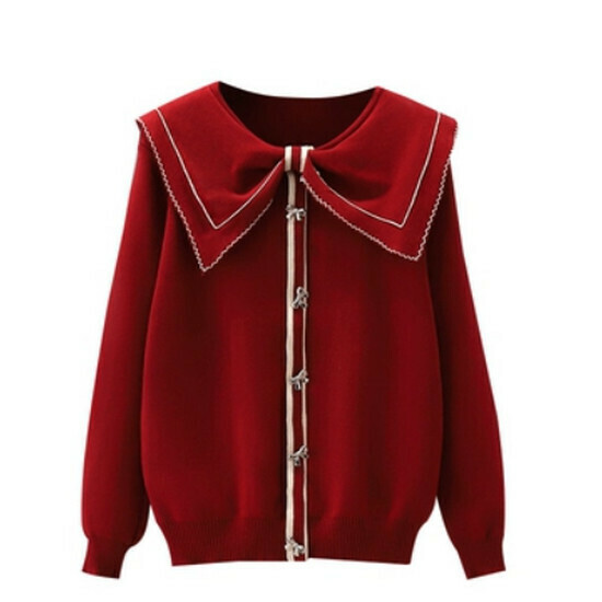 Hot selling doll collar sweater [red] [size L-4XL] (please contact customer service to confirm the delivery size after placing the order)