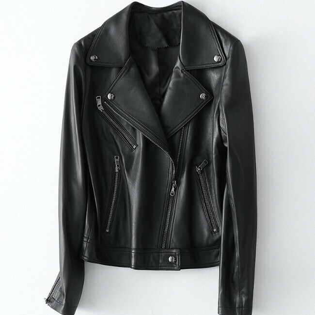 Hot selling sheepskin short jacket (M-XL size) (black) (contact customer service after placing order to confirm delivery size)