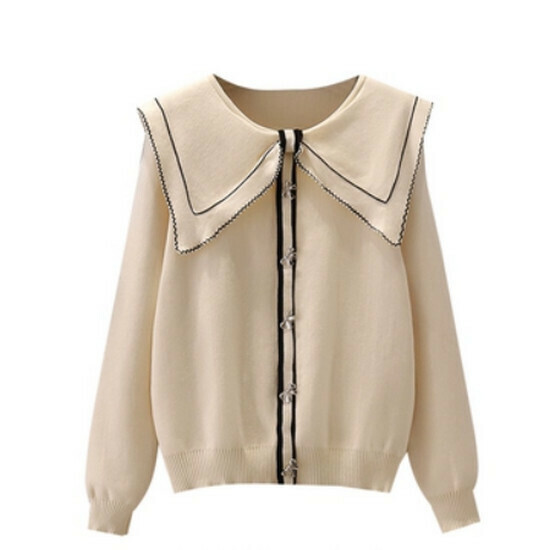 Hot selling doll collar sweater [Apricot color] [L-4XL size] (please contact customer service to confirm the delivery size after placing the order)