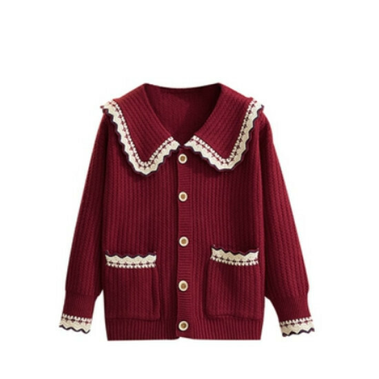 Hot selling doll collar sweater [burgundy] [size L-4XL] (please contact customer service to confirm the delivery size after placing the order)